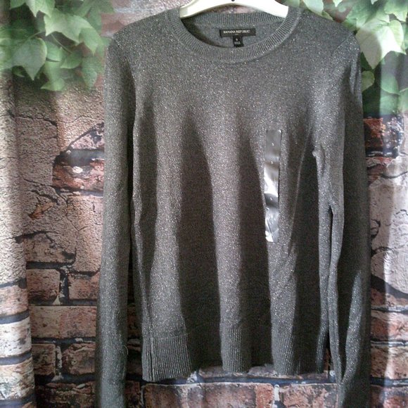 Gray Metallic Long Sleeve Sweater - Picture 1 of 4